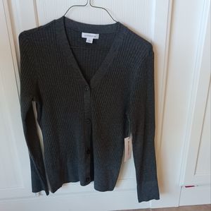Liz claiborne sweater cardigan women size XL Charcoal Gray New With Tags